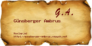Günsberger Ambrus névjegykártya